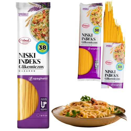 Przejdź do produktu Polmak Makaron Spaghetti Niski Indeks Glikemiczny Dla Cukrzyków IO 250 g