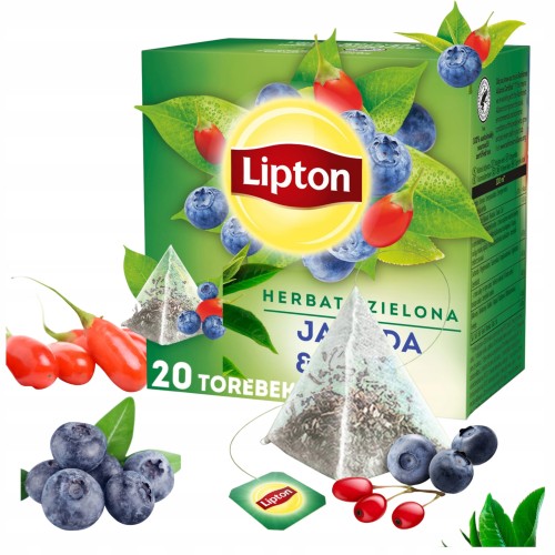 Przejdź do produktu Lipton Herbata Zielona Ekspresowa Aromatyzowana Jagody Goji piramidki 28 g