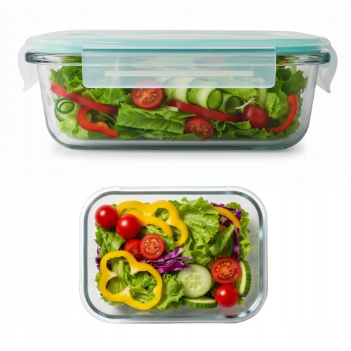 Przejdź do produktu LUNCH BOX Szklany Pojemnik ze SZKŁA Obiadowy na Żywność Śniadaniówka 370ml