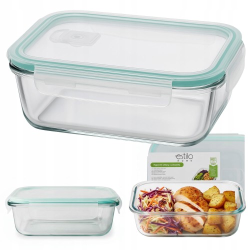 Przejdź do produktu Szklany Pojemnik Obiadowy na Żywność LUNCH BOX Śniadaniówka Szklana 1040ml