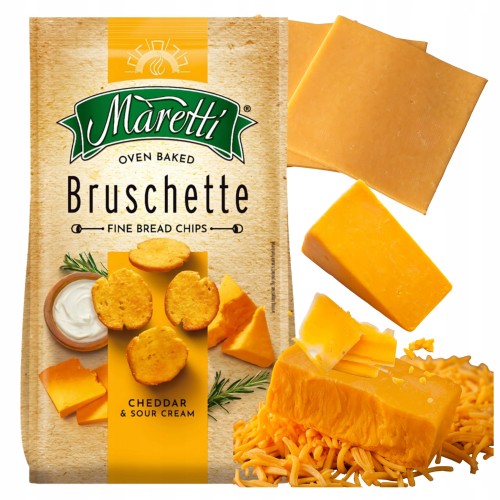 Przejdź do produktu Maretti Bruschetta Cheddar Śmietana Pyszne Chrupiące Grzanki 70g