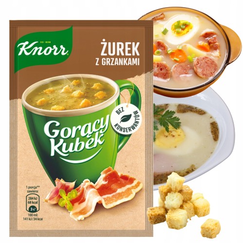 Przejdź do produktu Knorr Gorący Kubek Żurek z Grzankami Szybka Zupa Instant 17 g