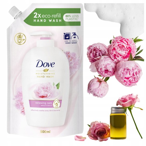 Przejdź do produktu Dove Renewing Care Peony & Rose Oil Mydło w Płynie Zapas Piwonia 500 ml