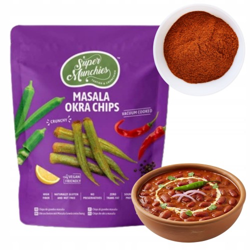 Przejdź do produktu Super Munchies Chipsy Z Okry O Smaku Masala Przekąska 50g