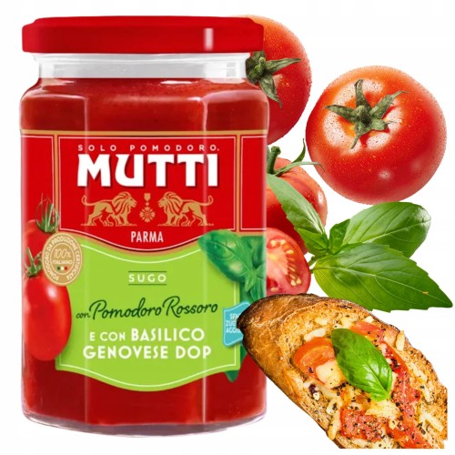 Przejdź do produktu Sos Pomidorowy Mutti Z Pomidorów Rossoro I Bazylią Genueńską 280g