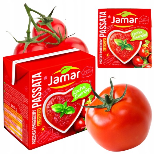 Przejdź do produktu Jamar Passata Z Pomidorów Malinowych Naturalna Baza Sosów 500g