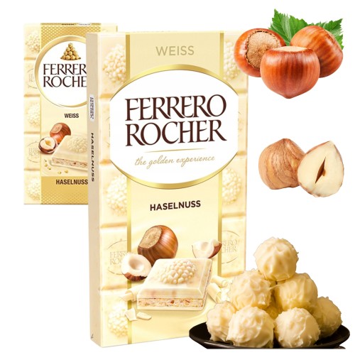 Przejdź do produktu Czekolada Biała Ferrero Rocher Z Orzechami Idealna Na Słodki Prezent 90 g
