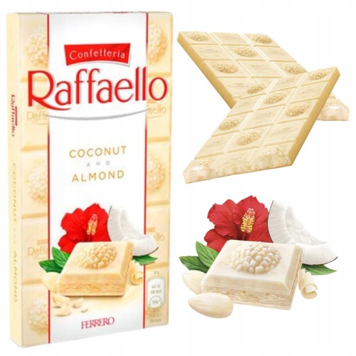Przejdź do produktu Czekolada Biala Nadziewana Rafaello Kokosowa z Kremem Migdałowym 90g Pyszna