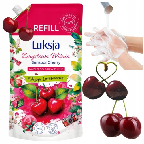 Przejdź do produktu Luksja Mydło W Płynie Zapas O Zapachu Delikatnym Aromacie Wiśni 900g