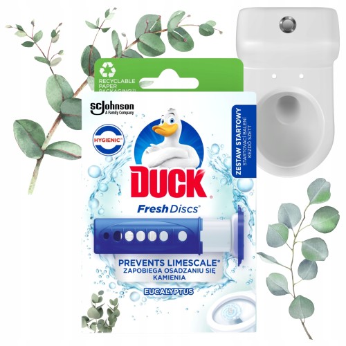 Przejdź do produktu Duck Fresh Discs Urządzenie Plus Żelowy Krążek Higiena WC Eucaliptus 36 ml