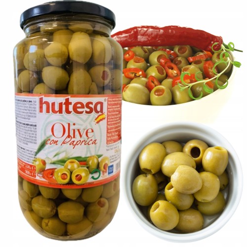 Przejdź do produktu Hutesa Oliwki Zielone Z Pastą Paprykową Jako Dodatek Do Dań 900 g