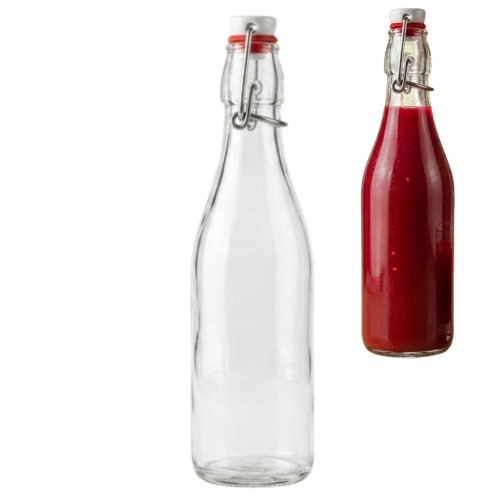 Przejdź do produktu Butelka Szklana 0,5 L na Soki Nalewki Wodę Korek Mechaniczny Kabłąk