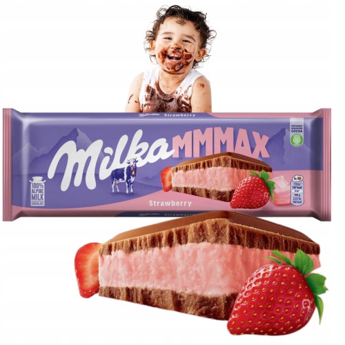 Przejdź do produktu Milka MMMAX Stawbery Delikatna Pyszna Mleczna Czekolada Truskawkowa 300g