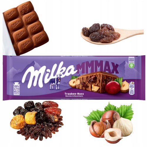 Przejdź do produktu Czekolada Milka Raisins&Nuts Pyszna Delikatna Z Rodzynkami I Orzechami 270G