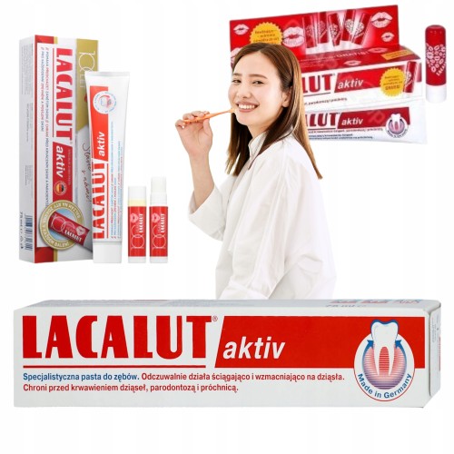 Przejdź do produktu Lacalut Activ Zestaw Pasta Do Zębów 75ml Z Pomadką Do Ust 4,8 g