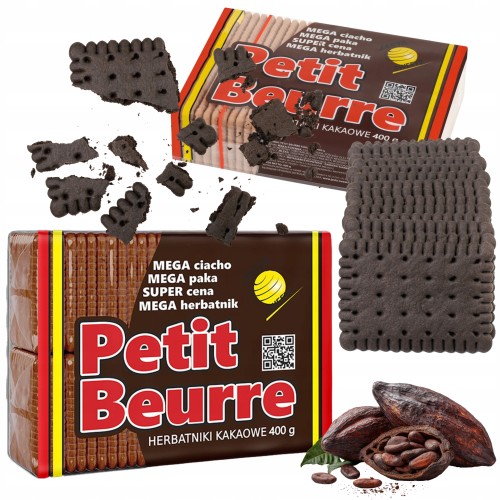 Przejdź do produktu Jasta Petit Beurre Ciastka Kruche Herbatniki Kakaowe na Deser do Kawy 400 g