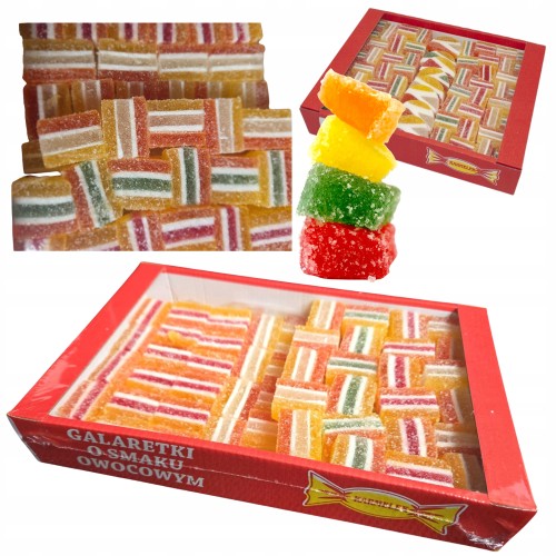 Przejdź do produktu Galaretka w Cukrze Warstwowa KARMELEK Owocowa z Posypką Tęczowa 1 kg