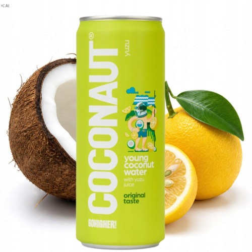 Przejdź do produktu Coconaut Mocno Orzeźwiająca Woda Kokosowa Niegazowana Yuzu 0,320 l