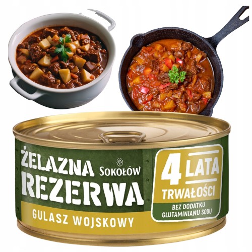 Przejdź do produktu Konserwa Mięsna Sokołów Żelazna Rezerwa Gulasz Wojskowy Wieprzowy 300 g