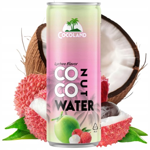 Przejdź do produktu Cocoland Mocno Orzeźwiająca Woda Kokosowa Z Sokiem Z Liczi 320ml