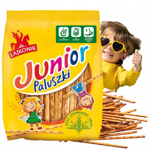 Przejdź do produktu Lajkonik Junior Paluszki Waniliowe Klasyczne Smakowe Przekąski 180g
