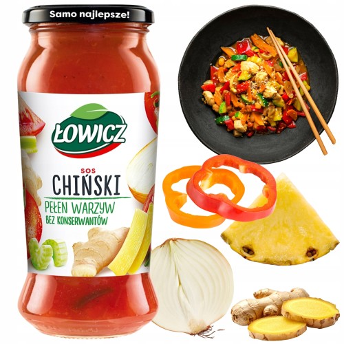 Przejdź do produktu Łowicz Sos Chiński Uniwersalny do Dań Makaronów Ryżu Słoik 500 g