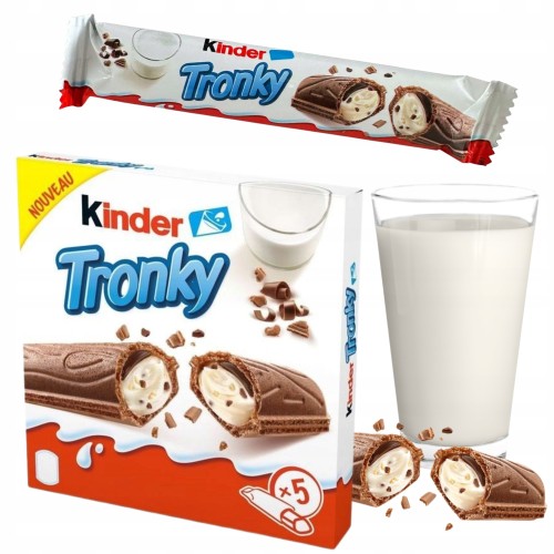 Przejdź do produktu KINDER TRONKY Batonik Wafelek Mleczno Czekoladowy z Nadzieniem 5szt 90g