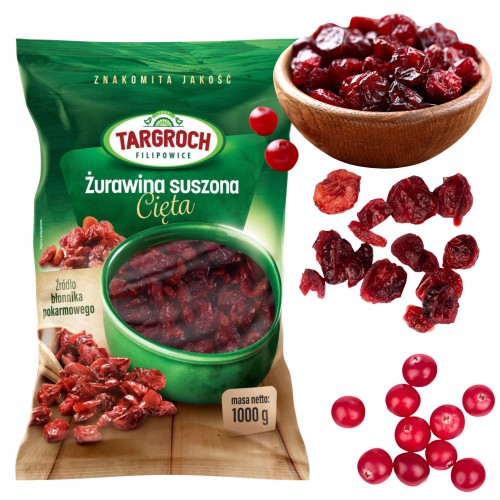 Przejdź do produktu Targroch Żurawina Suszona Cięta Naturalny Smak Zdrowa Żywność 1 kg