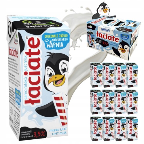 Przejdź do produktu Łaciate Mleko UHT Karton Tłuste 3,5% 200 ml x 12 sztuk ze Słomką Dla Dzieci