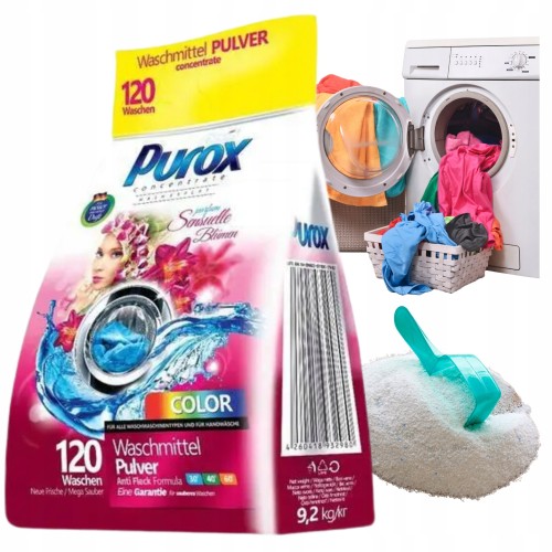 Przejdź do produktu Purox Clovin Proszek do Prania Kolorów Perfumowany Wydajny 120 prań 9,2 kg