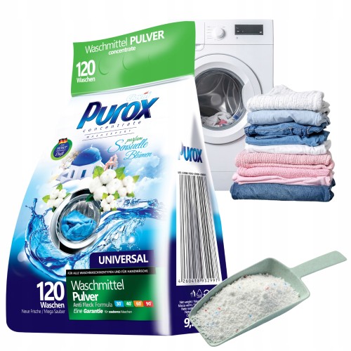 Przejdź do produktu Proszek do prania Purox uniwersalny Clovin PERFUMOWANY 120 prań 9,2 kg