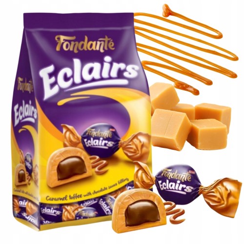 Przejdź do produktu Elvan Fondante Eclairs Pyszne Cukierki Karmelowe Z Nadzieniem Kakaowym 500g