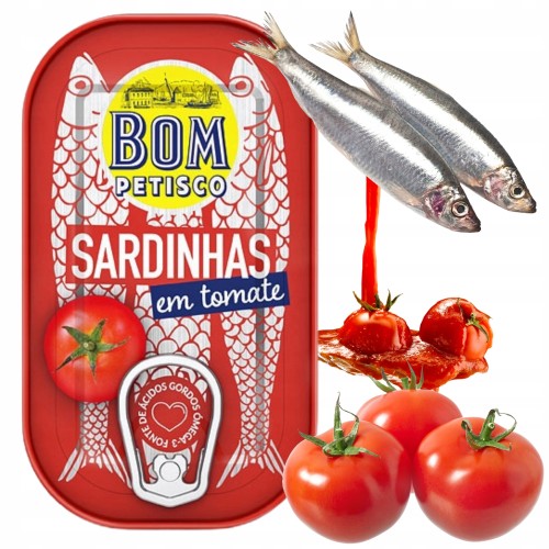 Przejdź do produktu Bom Petisco Najlepsze Sardynki Portugalskie W Sosie Pomidorowym 120 g