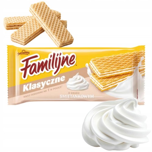 Przejdź do produktu Klasyczne Wafelki Familijne o Smaku Śmietankowym 180G Delikatne Jutrzenka