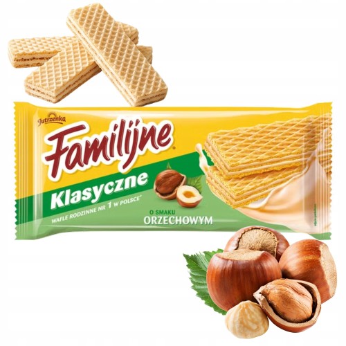 Przejdź do produktu Klasyczne Wafelki Familijne o Smaku Orzechowym 180G Jutrzenka Smaczne