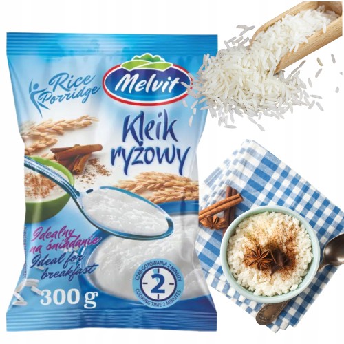Przejdź do produktu Kleik Ryżowy 300G Idealny na Pożywne Śniadanie Szybkie Przygotowanie Melvit