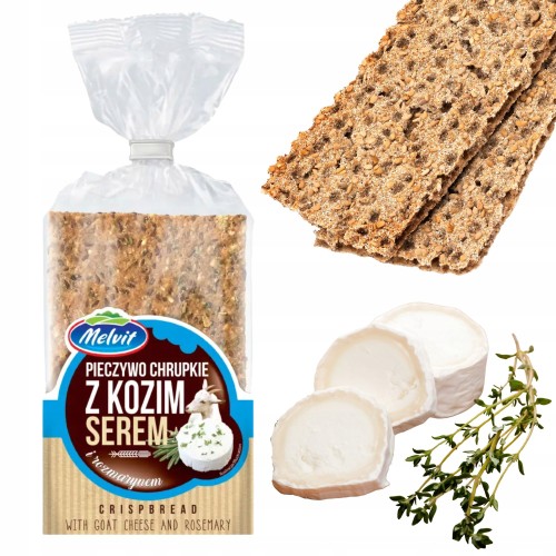 Przejdź do produktu Chrupkie Pieczywo Crispy z Rozmarynem i Kozim Serem 130G Melvit