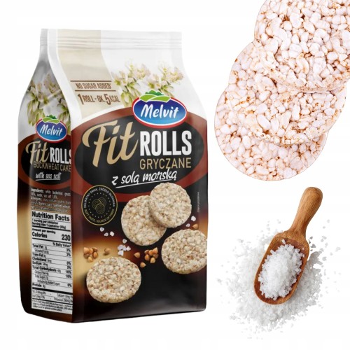 Przejdź do produktu Chrupkie Wafle Gryczane Fit Rolls z Solą Morską 60G Zdrowa Przekąska Melvit