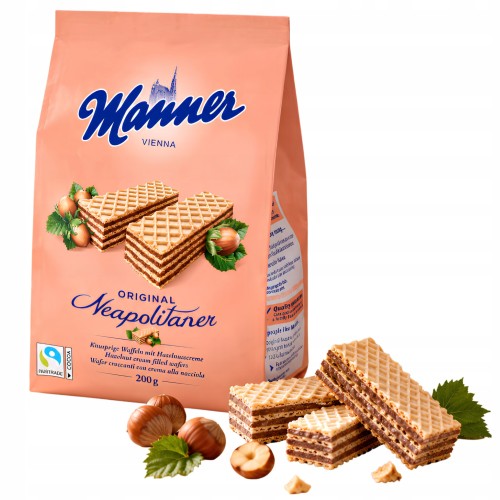 Przejdź do produktu Manner Neapolitaner Wafle orzechowe 200 g 82% Kremowego Nadzienia