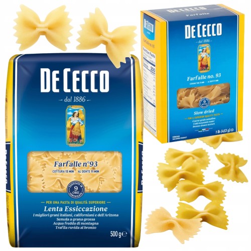 Przejdź do produktu De Cecco Makaron Farfalle Kokardki Włoski Tradycyjny Kuchnia Włoska 500g