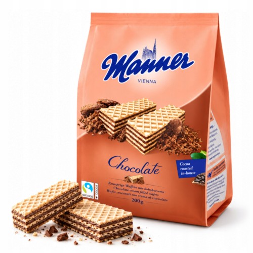 Przejdź do produktu Wafelki czekoladowe Manner 200g Chrupiące Wafle z Kremem Czekoladowym