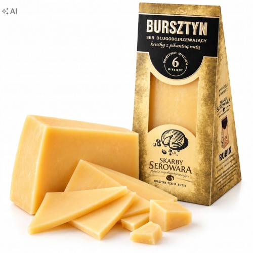 Przejdź do produktu Skarby Serowara Ser Bursztyn 180 g Długodojrzewający Pikantny Bez Laktozy