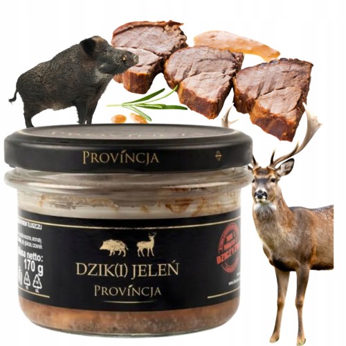Przejdź do produktu Provincja Dzik Jeleń W Słoiku Oryginalny Tradycyjny Wyrób Z Dziczyzny 170g