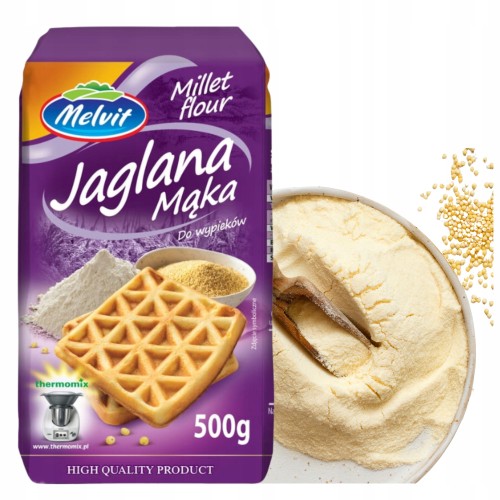 Przejdź do produktu Melvit Mąka Jaglana Naturalna Mąka Z Ziaren Prosa 500g do Wypieków Placków