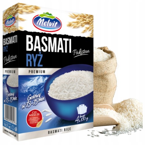 Przejdź do produktu Melvit Ryż Basmati Smaczny Sypki I Aromatyczny Premium Torebki 4x 100g