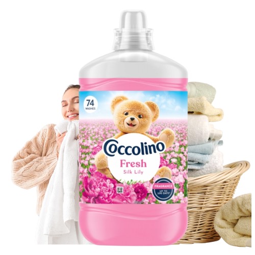 Przejdź do produktu Płyn do Płukania Tkanin Silk Lily 1702 ml 74 prania Coccolino Fresh