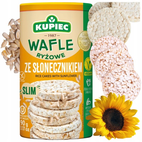 Przejdź do produktu KUPIEC Wafle Ryżowe Ze Słonecznikiem Slim Idealna Przekąska 90g