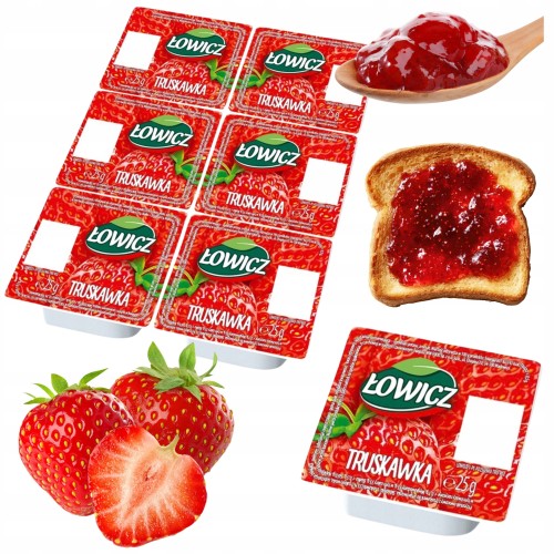 Przejdź do produktu Łowicz Pyszny Mini Dżem Truskawkowy Mini Porcje Opakowanie 6x25g
