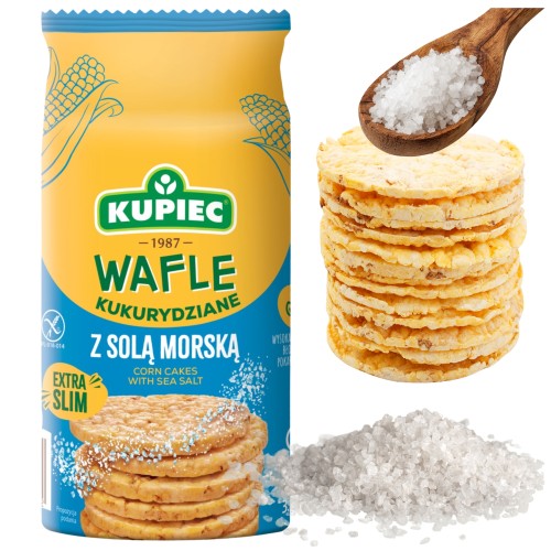 Przejdź do produktu Kupiec Wafle kukurydziane z solą morską Idealna Przekąska 105 g