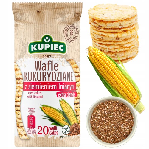 Przejdź do produktu KUPIEC Wafle Kukurydziane z Siemieniem Lnianym Idealna Przekąska 105g